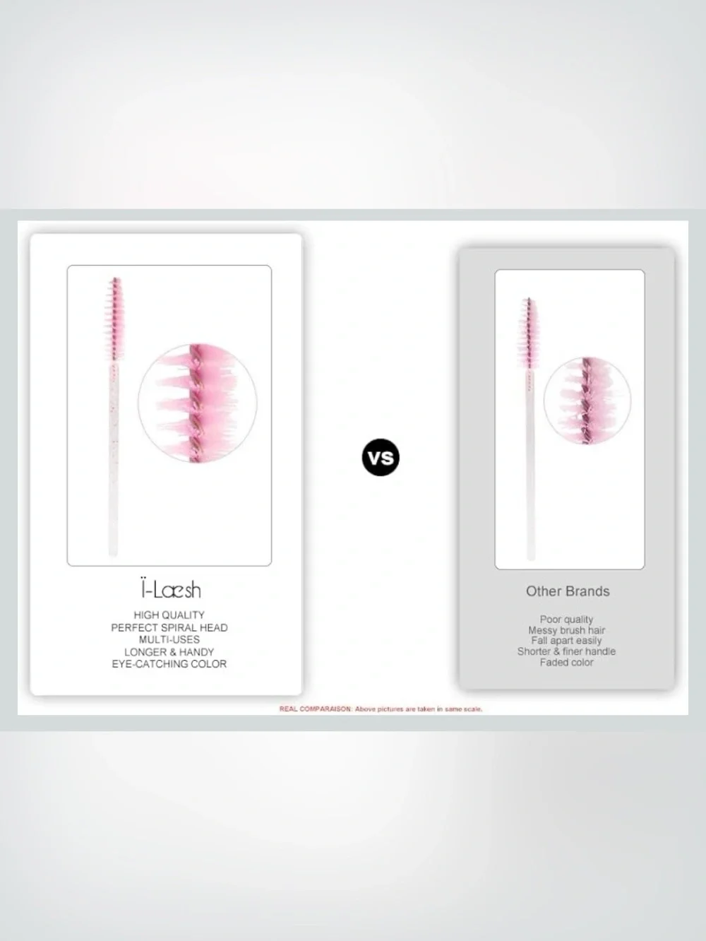 New i-Laesh Glitter Spoolies Disposable Eyelash Brush - Pink - 100PCS